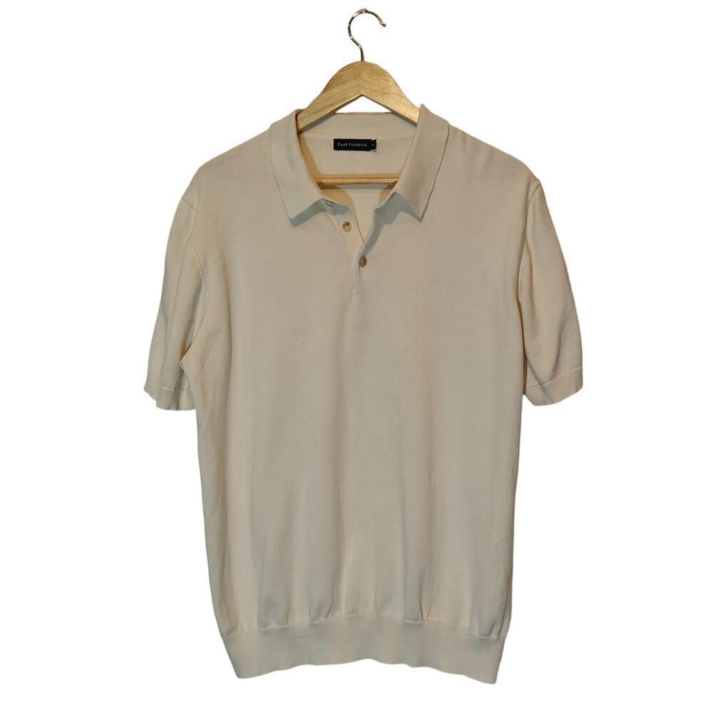Paul Fredrick Cream Knit Polo Shirt Short Sleeve XL
